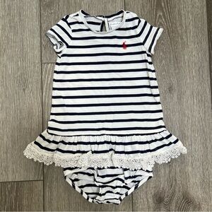 RALPH LAUREN 2PC SHORT SLEEVE DRESS WITH BLOOMER 12MO